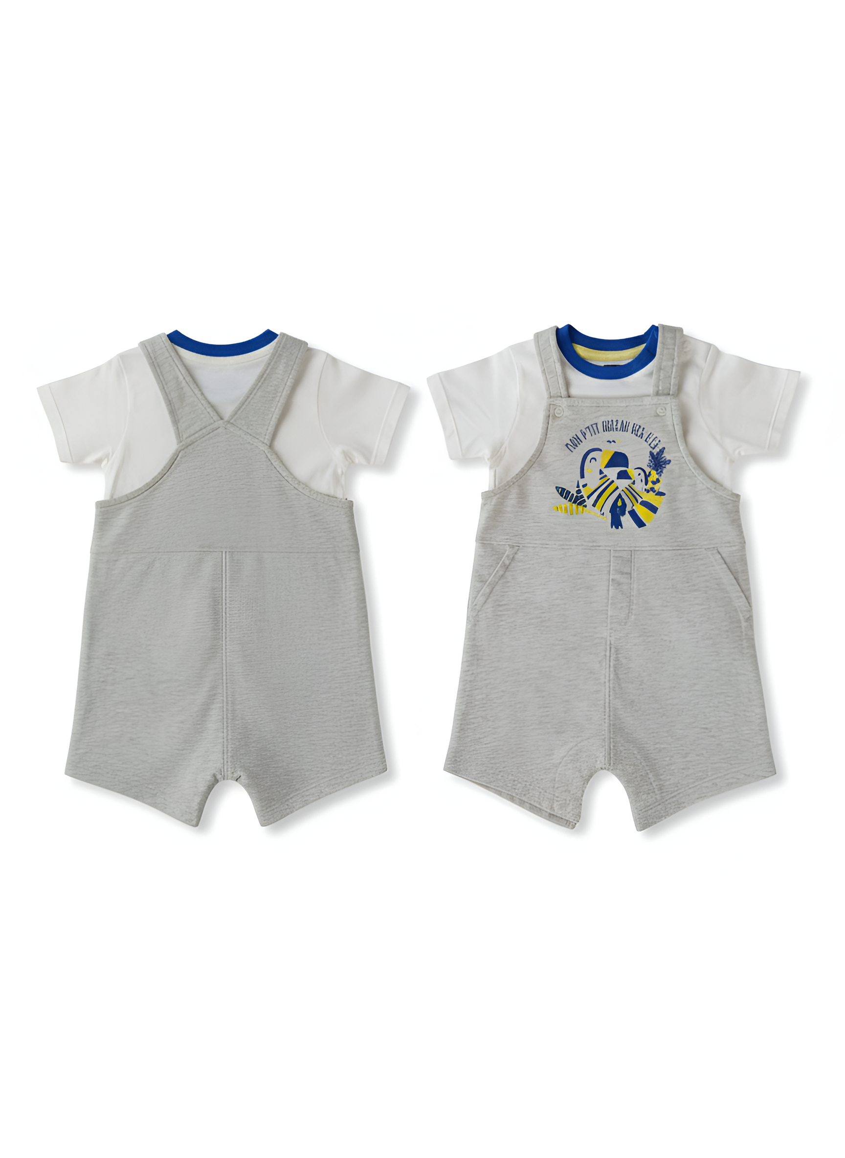Little Explorer Graphic Baby Romper – White & Grey