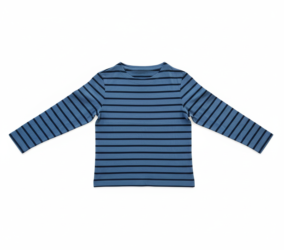 Blue & Navy Long-Sleeve Striped Tee