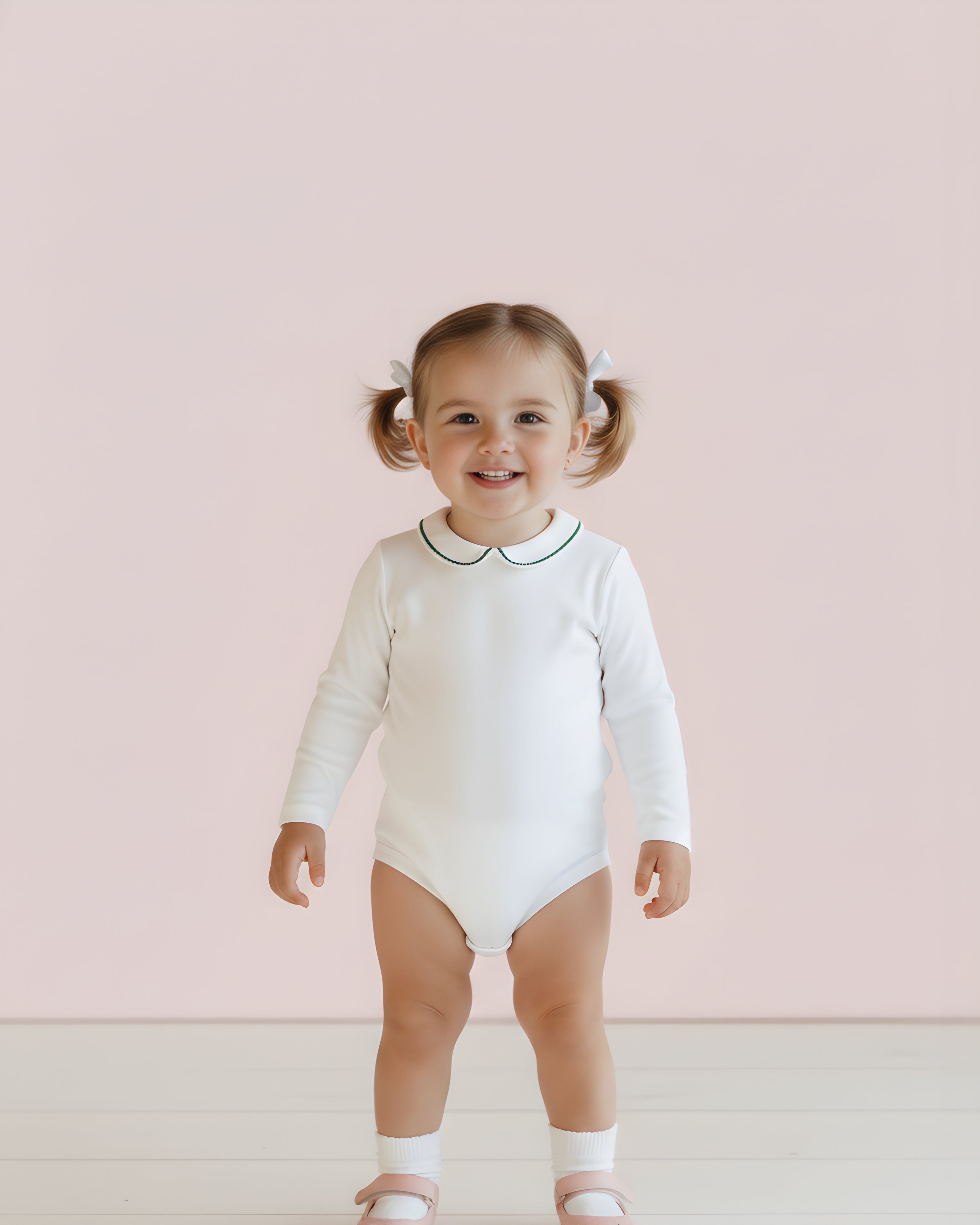 Snowy White Scallop-Collar Baby Bodysuit