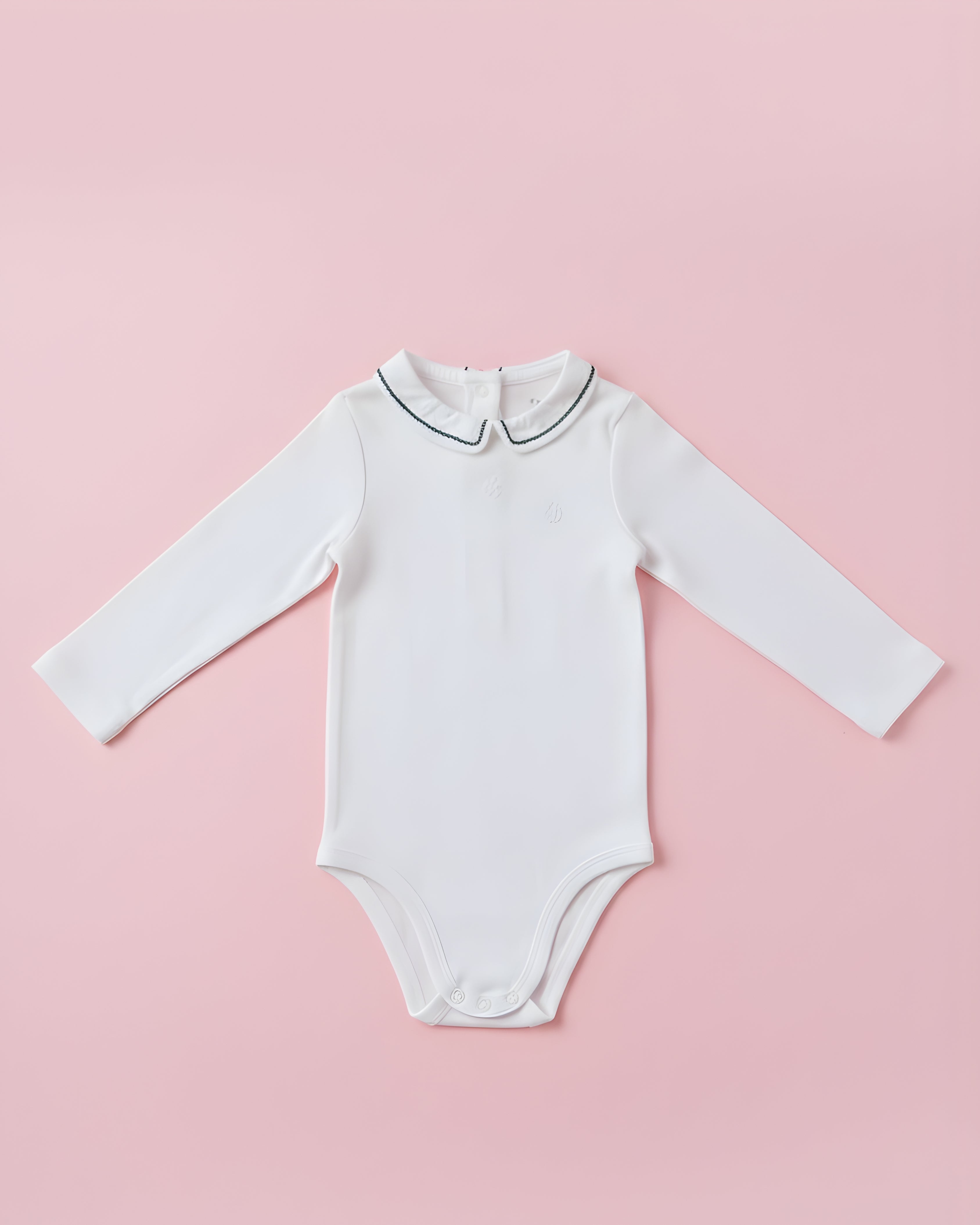 Snowy White Scallop-Collar Baby Bodysuit