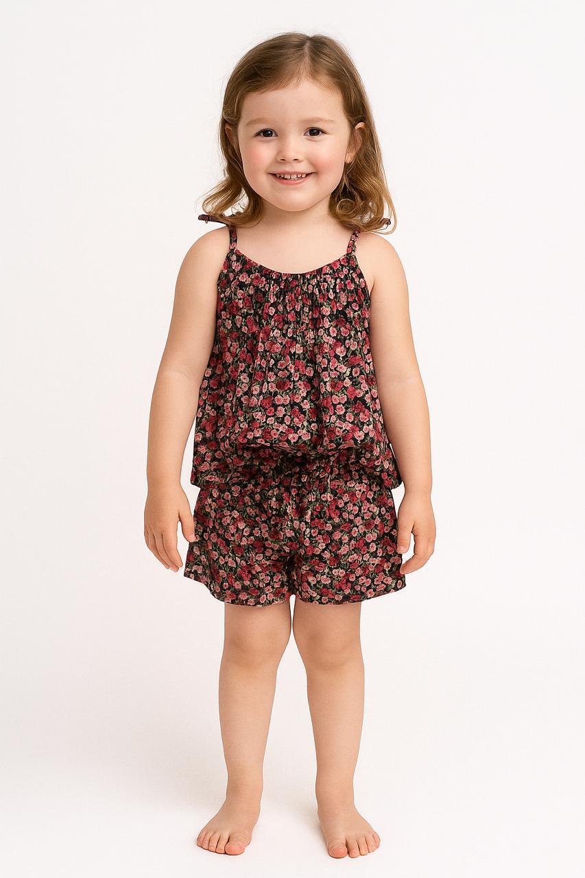 PYJAMA SET WITH SHORTS ( BROWN )