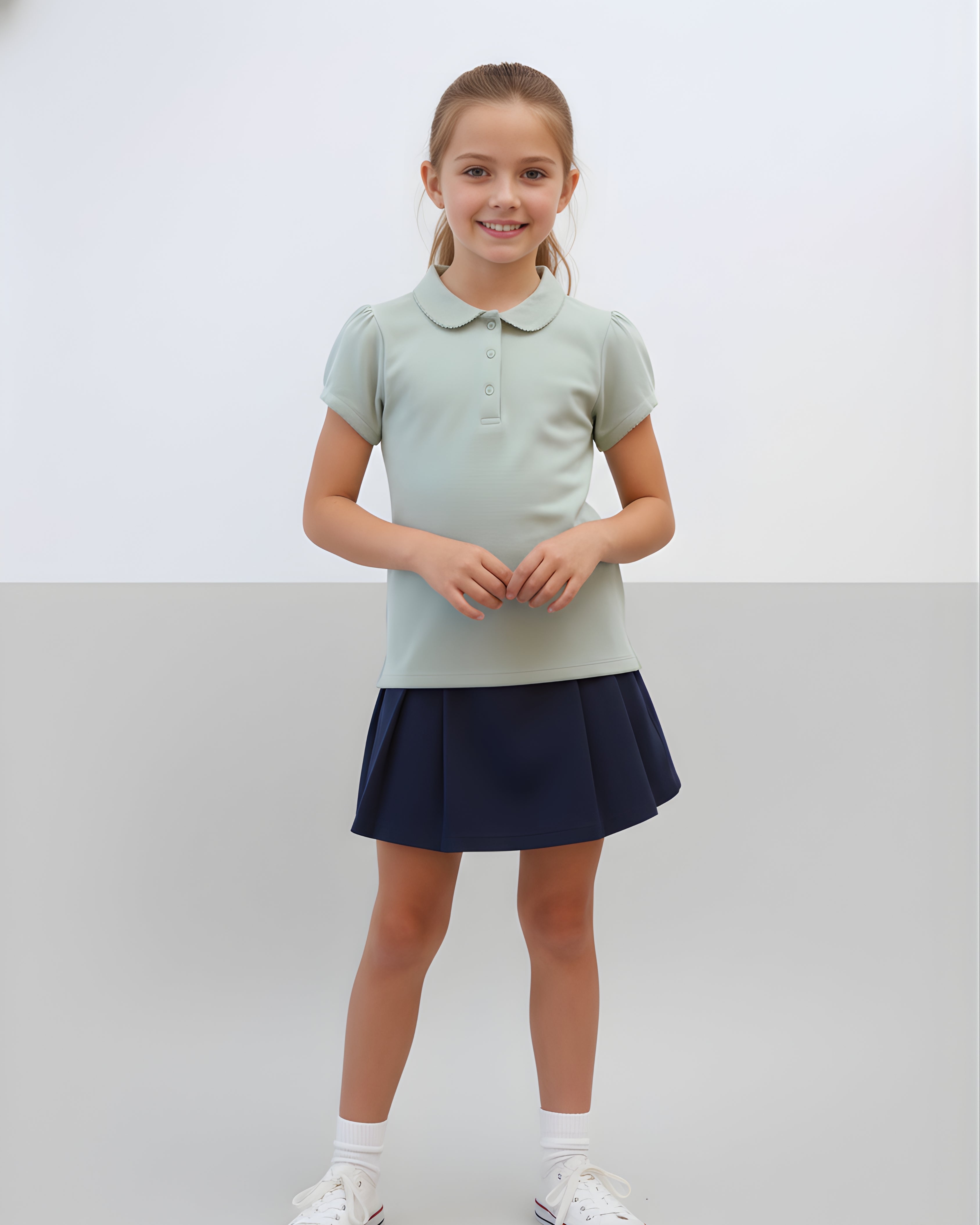 Soft Sage Girls’ Polo Tee